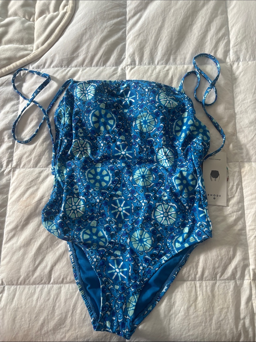 RHODE Blue Mosaic Tile One-Piece Swimsuit size Small (4-6)